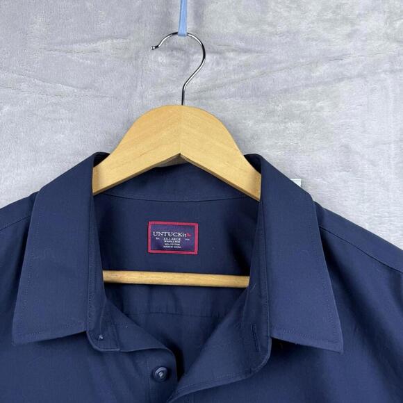 UNTUCKit Castello Shirt Navy XL Regular Fit Long Sleeve 100% Cotton Dress Casual - Picture 3 of 9